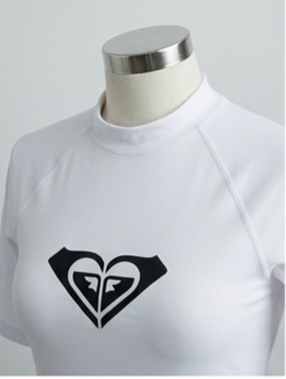 Roxy White Performance Rash Top with Black Logo